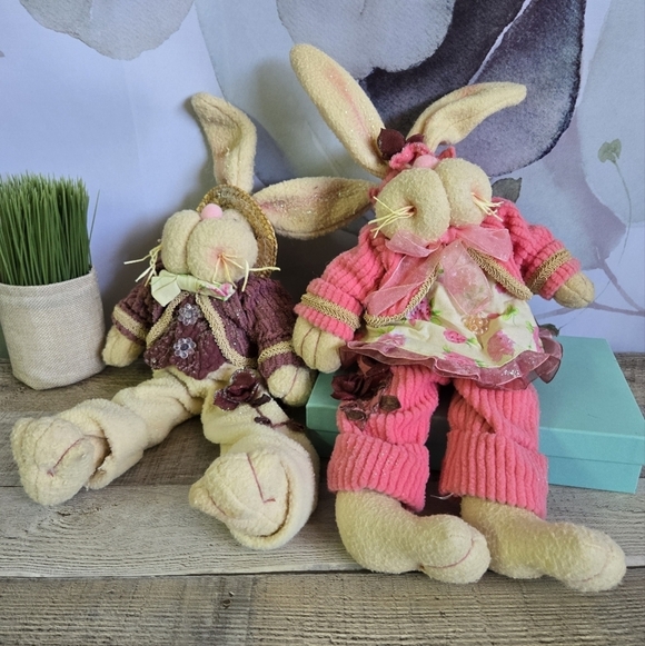 VINTAGE Mr & Mrs Bunny Pair - Picture 2 of 7